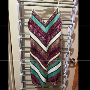 Express Chevron Sequin cocktail dress